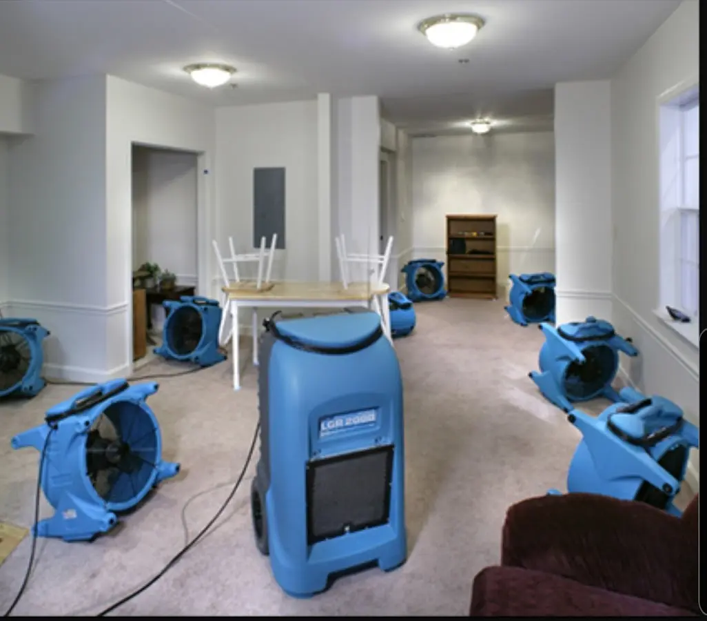 Air movers and dehumidifier setup for Water Extraction & Removal in Davison