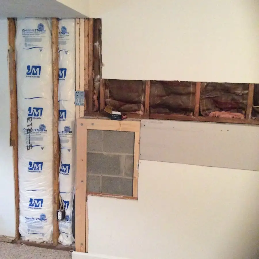 Wall insulation replacement during Basement Flood Cleanup in Davison